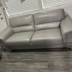 Grey Leather Couch 