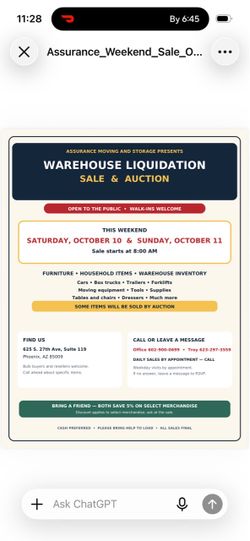 Household Goods- Warehouse Liquidation Sale