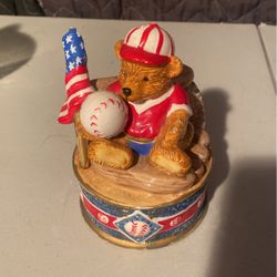 Baseball bear piggy bank