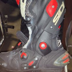 Motorcycle Racing Black And Red And White Boots Size 13