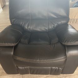 Black faux leather recliner