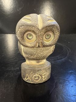 Vintage Handmade MCM AOE Greek Owl Sculpture Porous Stone