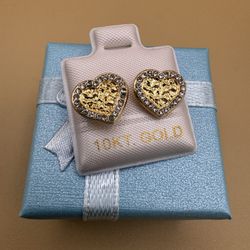 Broquel De Oro 10k Diseño De Corazón Nuevo,