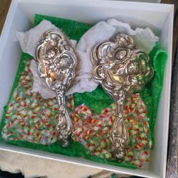 Antique Sterling Silver Brush And Mirror 