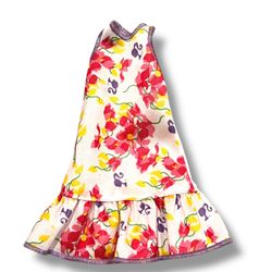 Barbie Doll Dress Fashionistas Modern White Floral Print Pink Yellow Purple