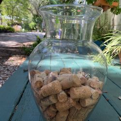 GLASS VASE WITH CORKS