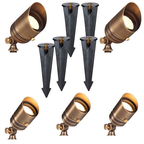 Outdoor Landscape Lighting . 5 Pcs. Low Voltage LED. Brass Construction With Bronze Finish. High end quality