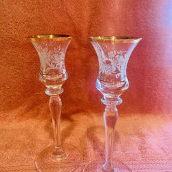 Lead Crystal Candlesticks with 14k gold edging