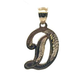 Men’s or Woman’s 10k Yellow Gold Cursive Initial D Charm Pendant For Necklace GP3126888