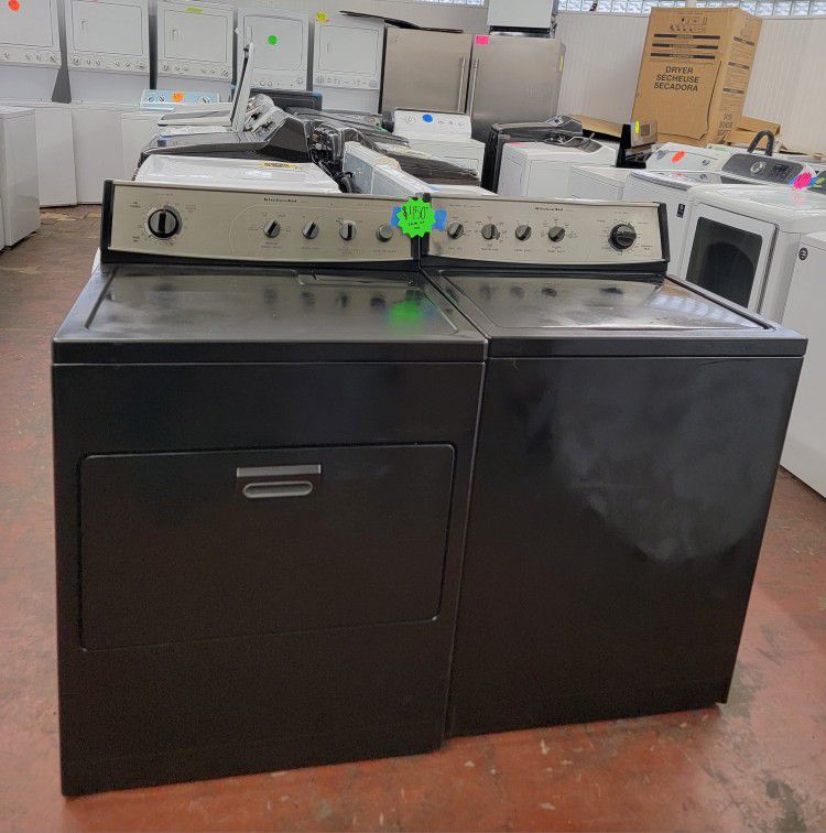 Kitchen Aid Top Load Washer And Electric Dryer Set In Black Working Perfectly 4-months Warranty 