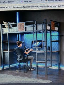 Twin Loft Bed,Desk,Drawers
