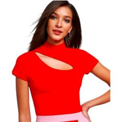Shein Mockneck Short Sleeve Women's Top
