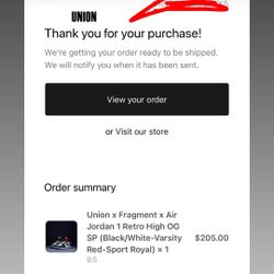 Union Jordan 1 x Fragment