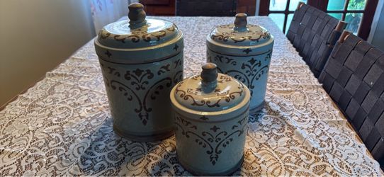 Vintage terracotta  Canister Set of 3