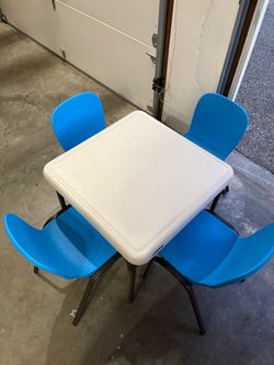 Lifetime Kids Table + 4 Matching Stackable Chairs