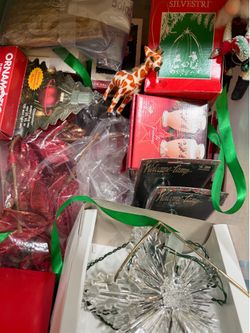 Large box of Miscellaneous Vintage and newer Christmas Items