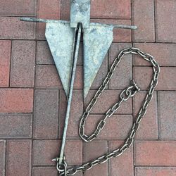Size 8 Galvanized Danforth Anchor w/ Chain