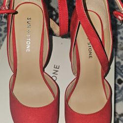 Red Chunky Heels