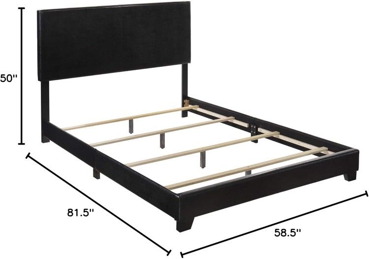 Crown Mark Erin Upholstered Panel Bed in Black, Full