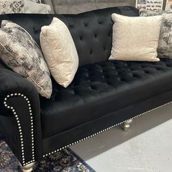Black Velvet Sofa