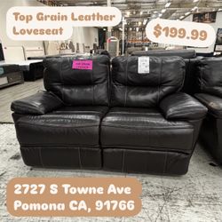 Top Grain Leather Brown Loveseat 