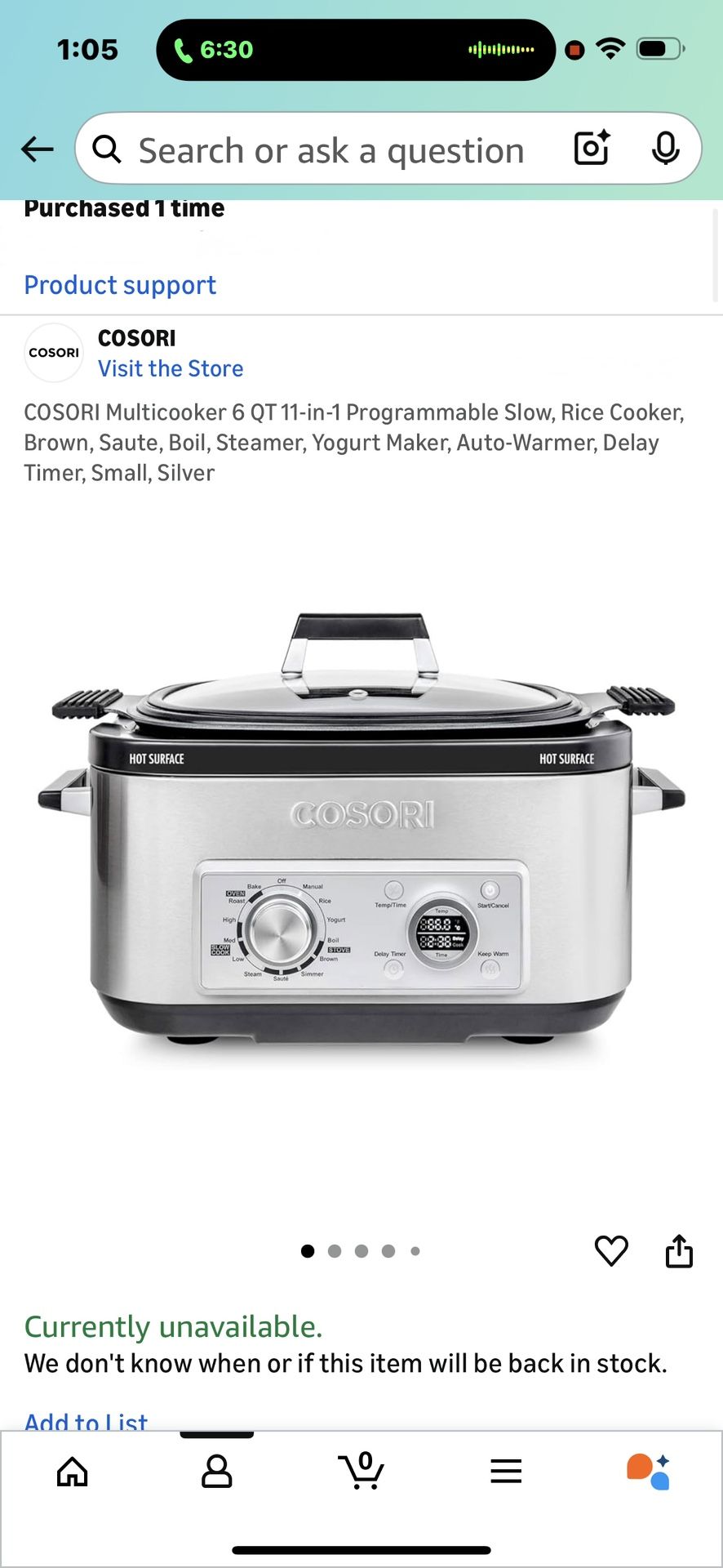 Cosori Multi-Cooker with BPA free liner