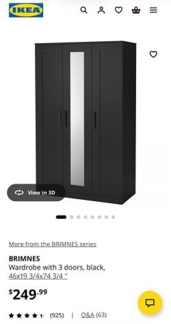 IKEA Black Brimnes 3 Door Cabinet