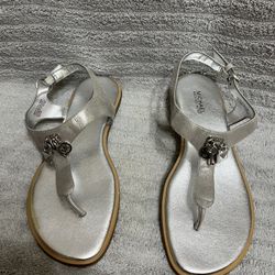 Michael Kors Flat Sandals, Silver- Size 7