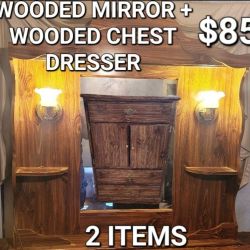 Wooded Chest Dresser + Mirror Dresser Topper