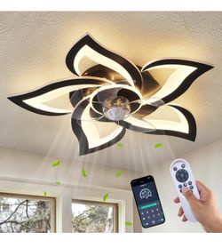 Ceiling Fan with Lights Remote Control, 24" Black, 6 Speeds 3 Light Color Low Profile Flush Mount Ceiling Fan for Kitchen Bedroom