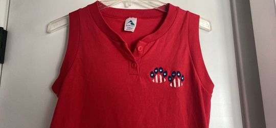 July 4th patriotic top with dog paw size small