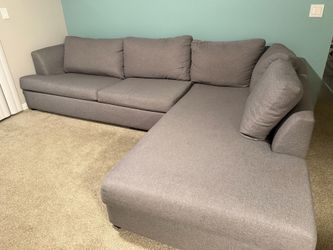 Grey Sectional Couch with Chaise - Good Condition