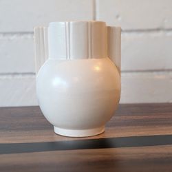 Antique 1920 Art Deco Vase Pottery Vintage Cream Decorative Vessel
