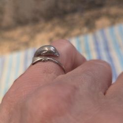 Adjustable Sterling Silver Dolphin Ring 
