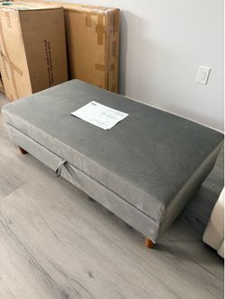 Oversized Gray Storage Ottoman (NEW)