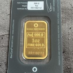 1 Troy Ounce Rand Gold Bar With Black Assey