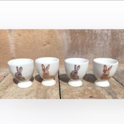 Grace Ceramic Easter Bunny Egg Cups Set of 4