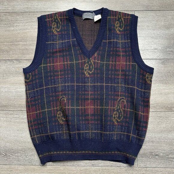 Vintage Eaton Sweater Vest Mens S Wool Blend Made In Italy Pullover