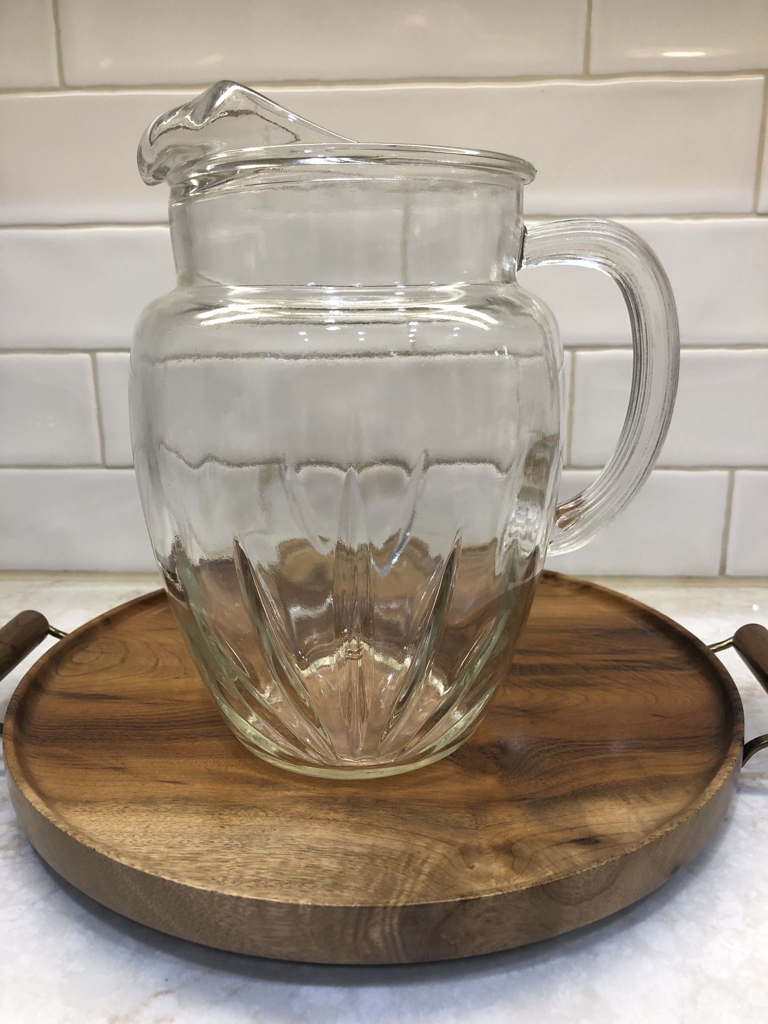 VINTAGE MID CENTURY GLASS PITCHER