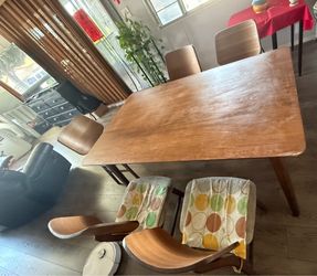 Dining table with 5 chairs.