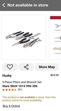 BRAND NEW NIB SEALED Husky 5-Piece Pliers and Wrench Set