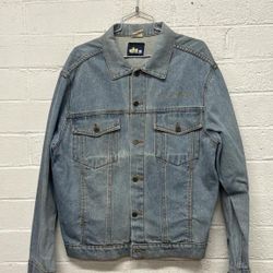 Vintage DTS Digital Sound Denim Trucker Jacket – Blue Jean Jacket – Size L – “Listen And Be Amazed” Embroidered
