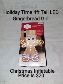Holiday Time 4ft Tall LED Gingerbread Girl Christmas Inflatable In Brand New Condition
