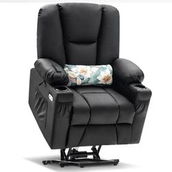 Black Faux Leather Electric Power Lift Recliner Chair Model 7507