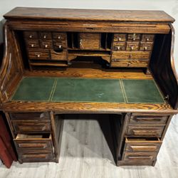 Oak Crest Roll Top Solid Wood Desk