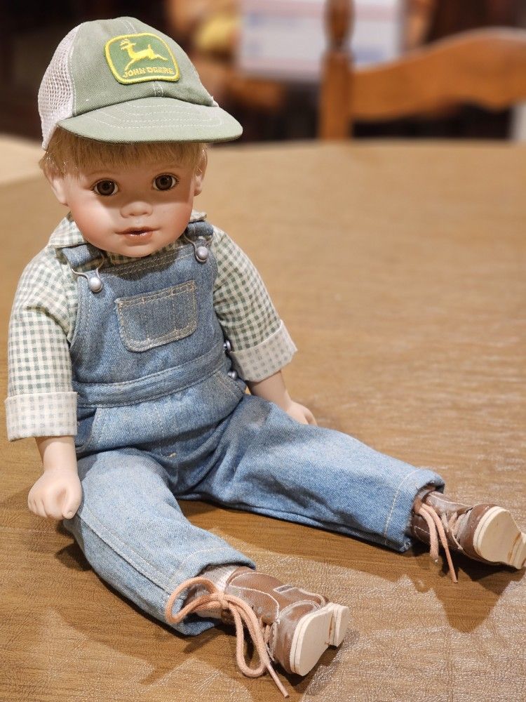 John Deere Vintage Porcelain Doll Danbury Mint "Johnny" Doll.