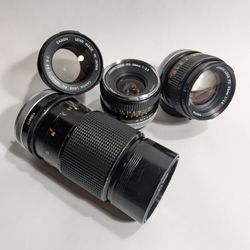 Four Breech Lock Canon FD Lenses For Canon AE-1,  A-1, FTb, F1 