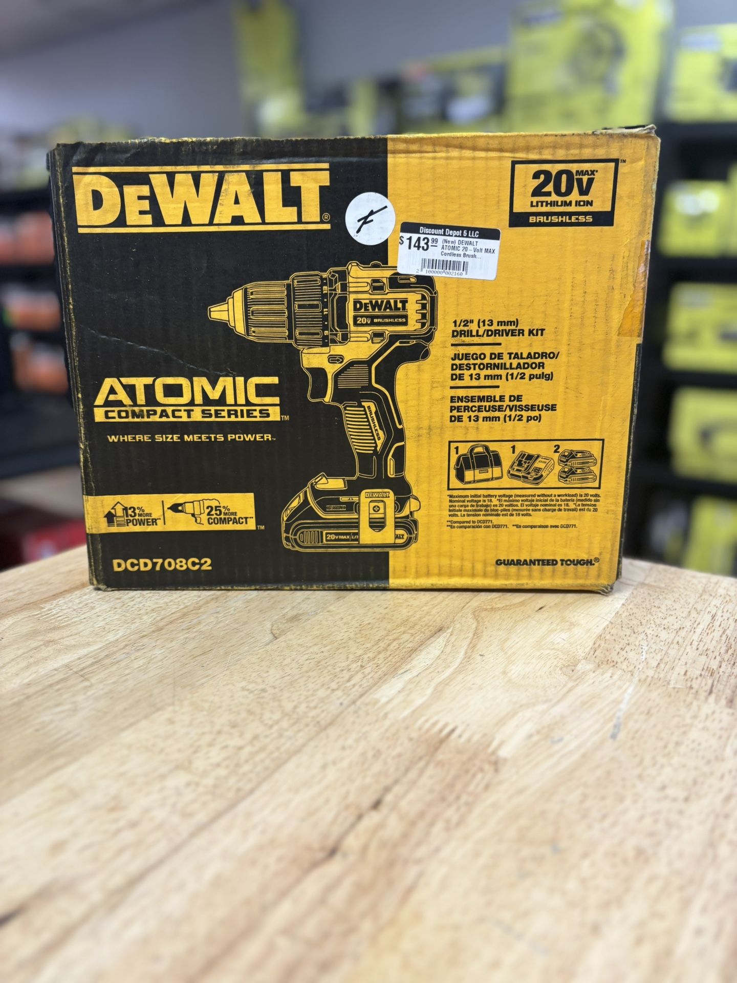 ATOMIC 20V MAX Cordless Brushless Compact 1/2 in. Drill/Driver, (2) 20V 1.3Ah Batteries, Charger and Bag