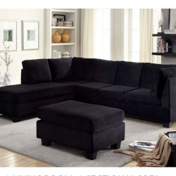 Black Sectional Sofa - Ottoman Sold Separately 