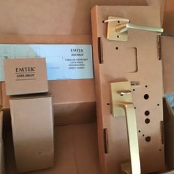 Emtek Satin Brass Tubular Handle Set Brand New 